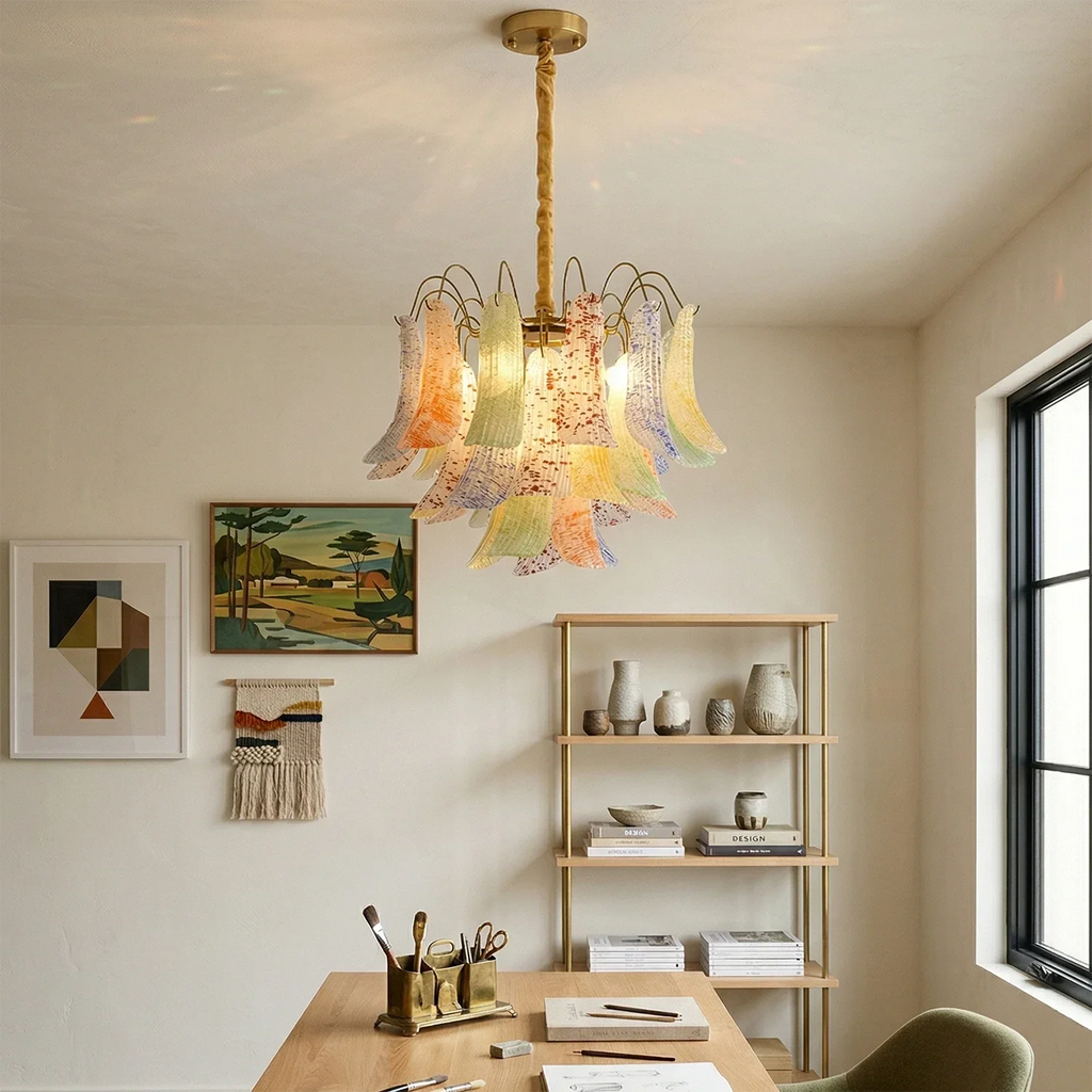 Hand-blown Wave Point Murano Glass Chandelier | wildoxy