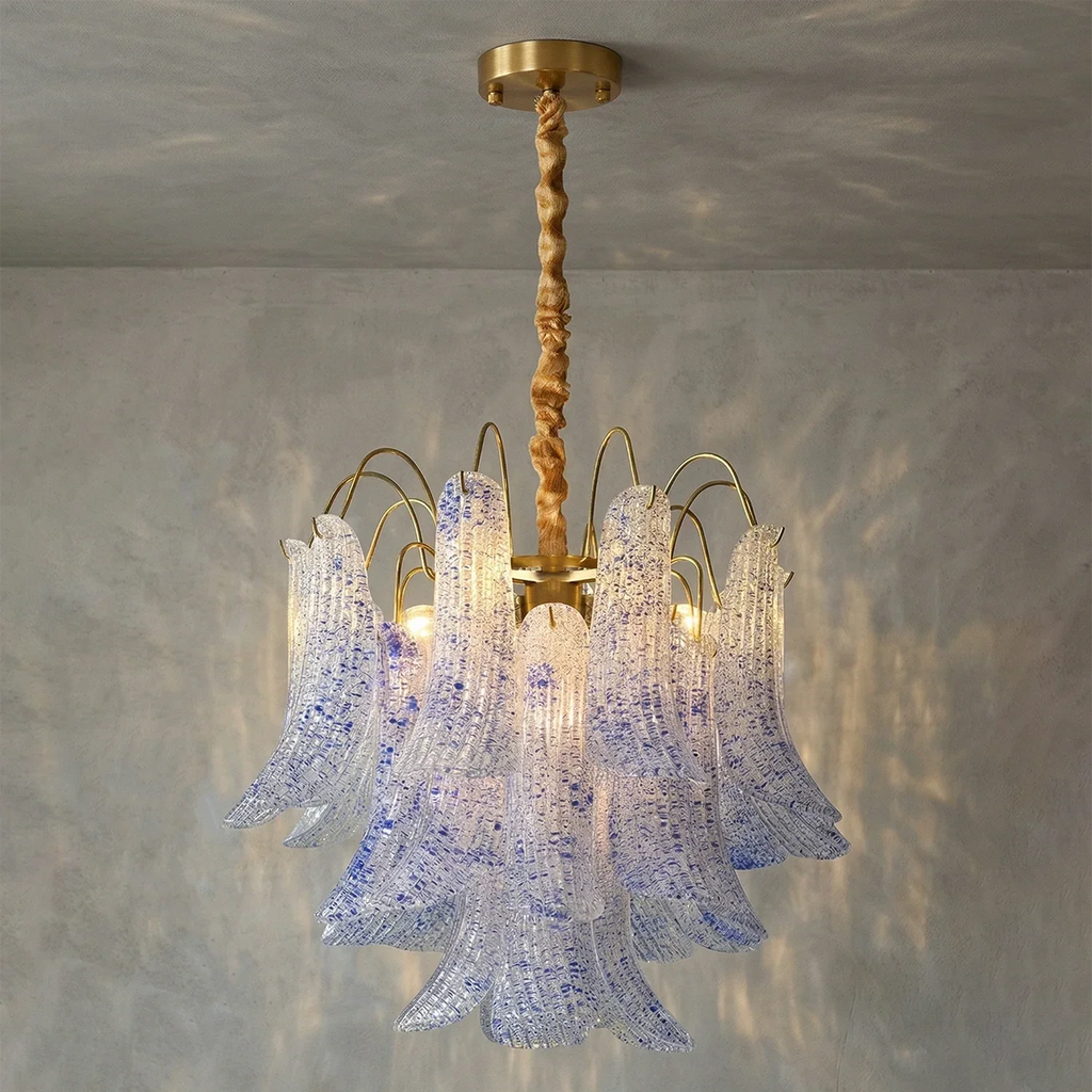 Hand-blown Wave Point Murano Glass Chandelier | wildoxy