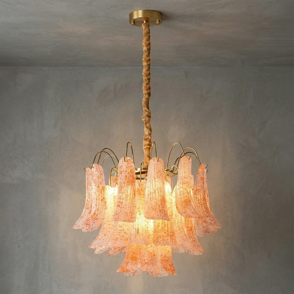 Hand-blown Wave Point Murano Glass Chandelier | wildoxy