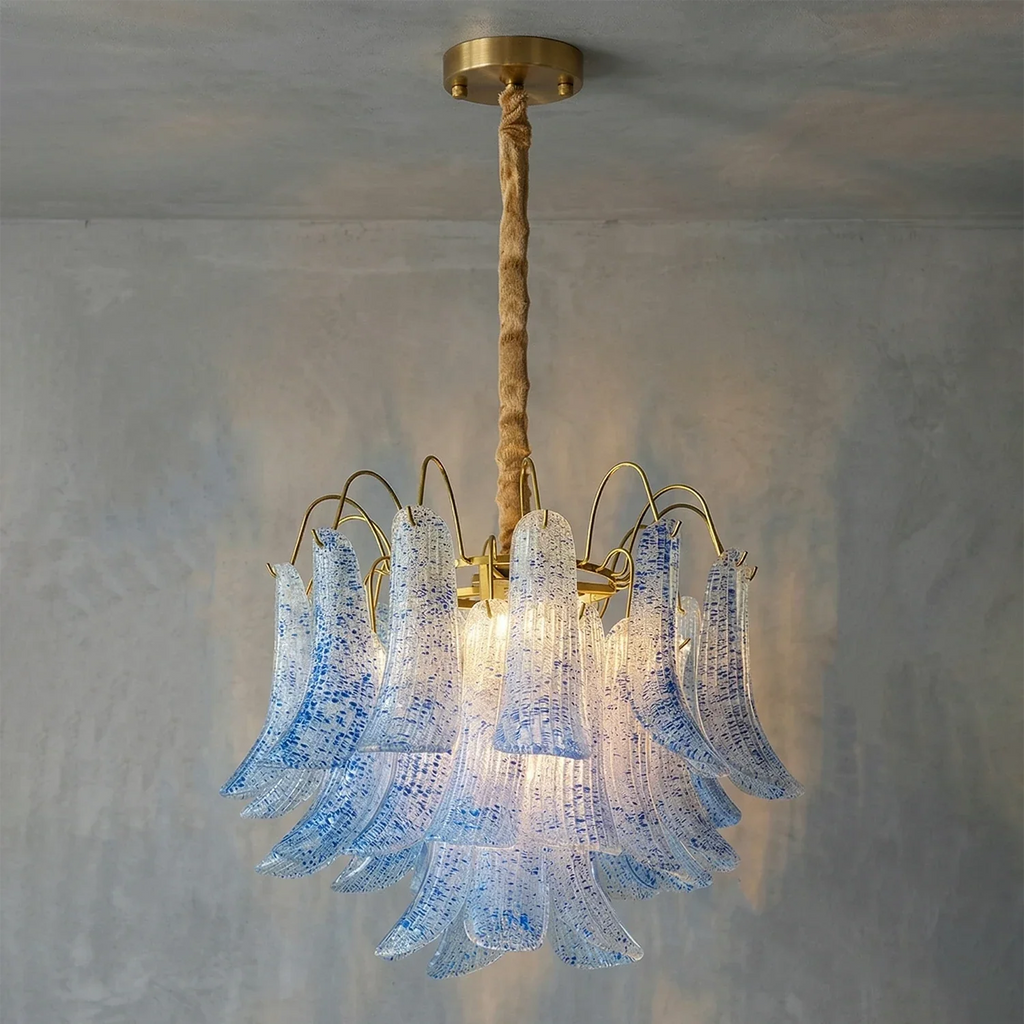 Hand-blown Wave Point Murano Glass Chandelier | wildoxy