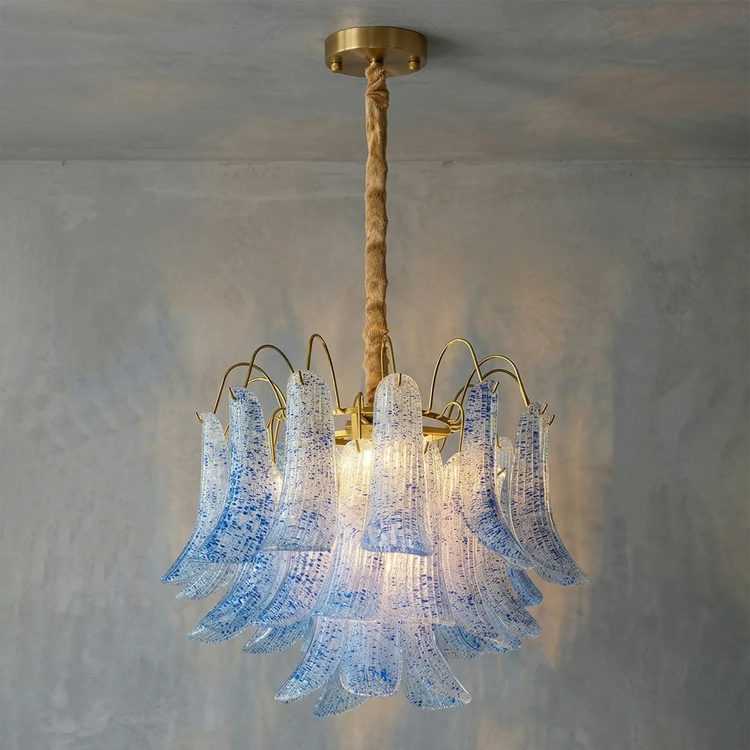 Hand-blown Wave Point Murano Glass Chandelier | wildoxy