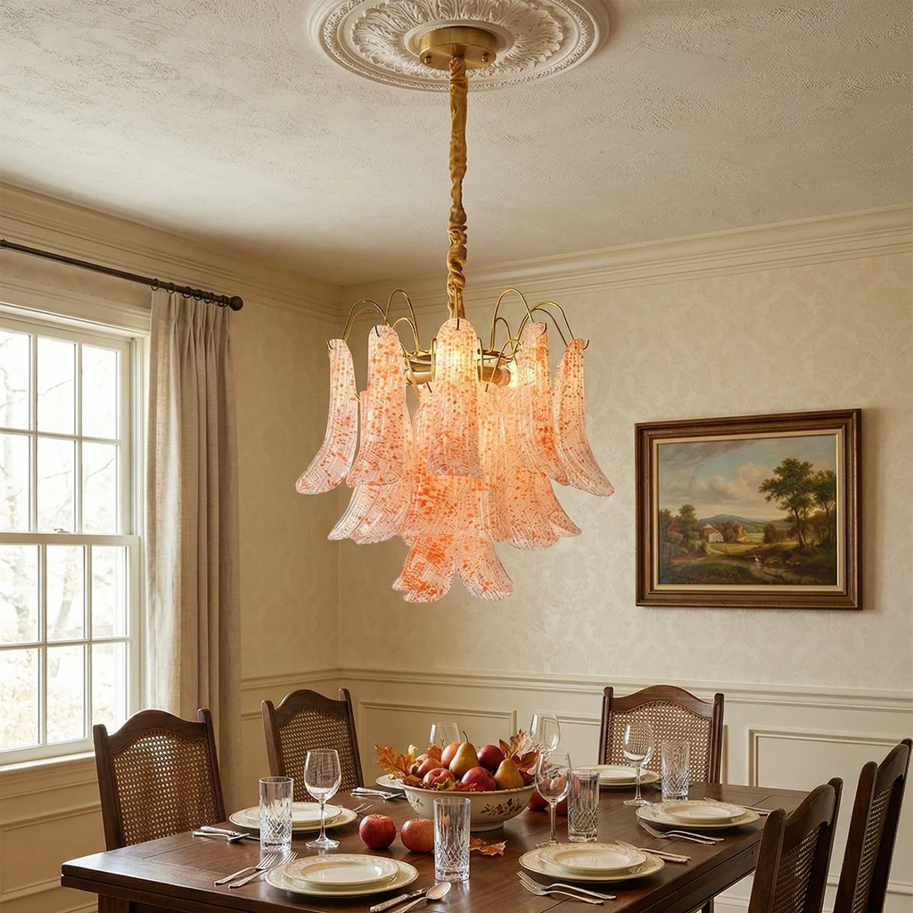 Hand-blown Wave Point Murano Glass Chandelier | wildoxy