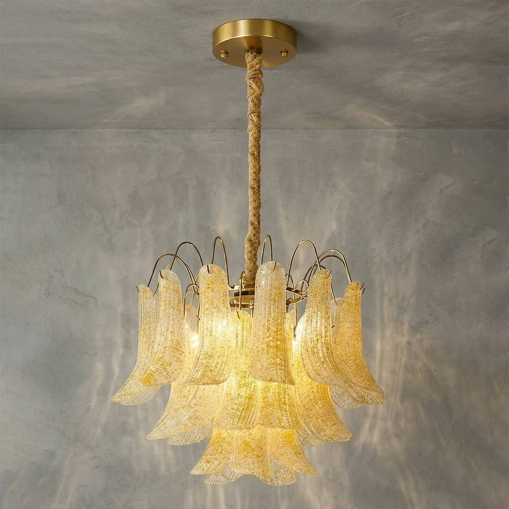 Hand-blown Wave Point Murano Glass Chandelier | wildoxy