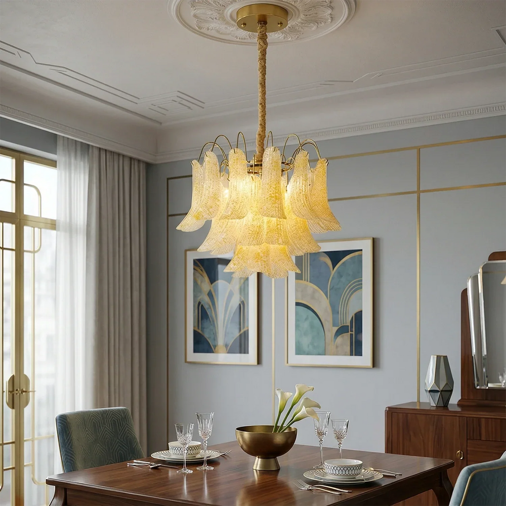 Hand-blown Wave Point Murano Glass Chandelier | wildoxy