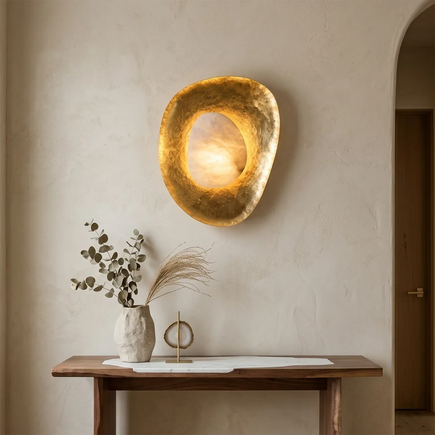 Hand-Crafted Hammered Metal Lotus Leaf Wall Sconce | wildoxy