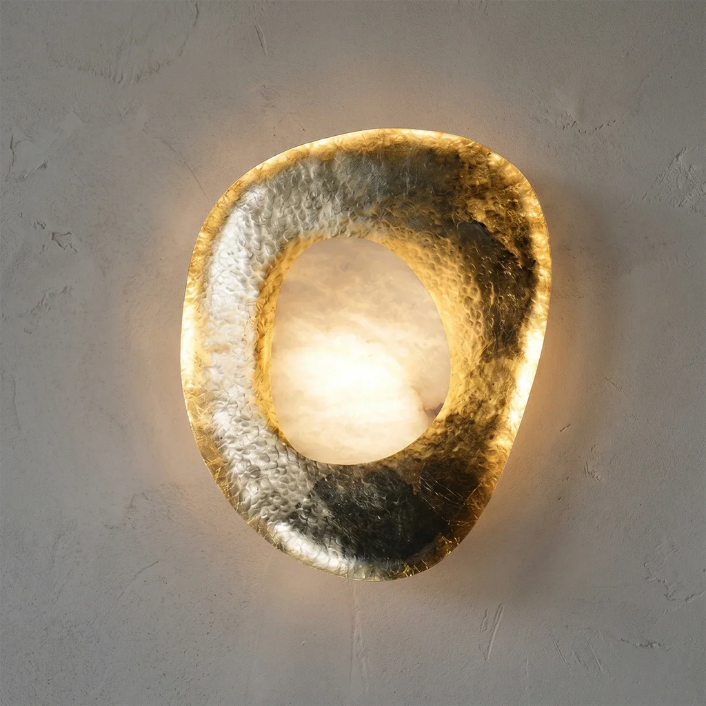 Hand-Crafted Hammered Metal Lotus Leaf Wall Sconce | wildoxy