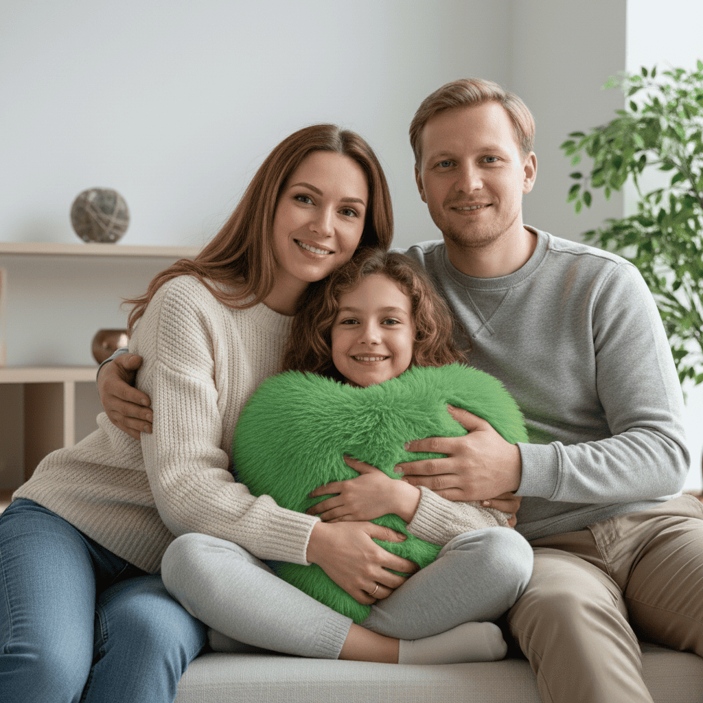 HeartLux zacht hartvormig kussen van imitatiebont