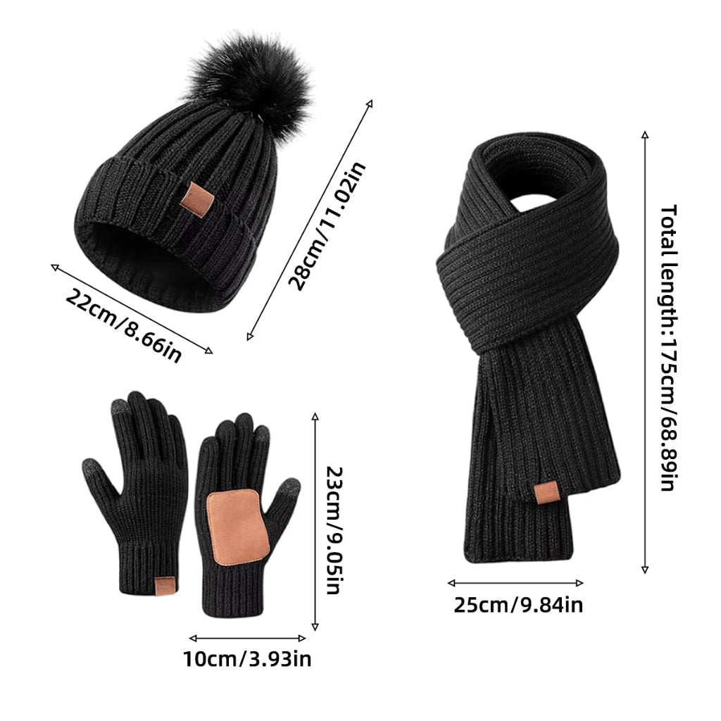 Conjunto de inverno três em um HEATIVA — Conjunto integrado para cabeça, pescoço e mãos