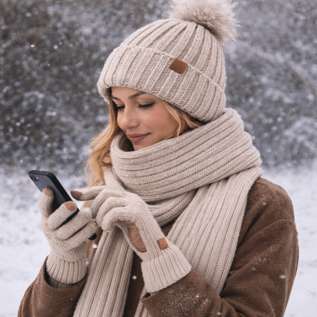 Conjunto de inverno três em um HEATIVA — Conjunto integrado para cabeça, pescoço e mãos
