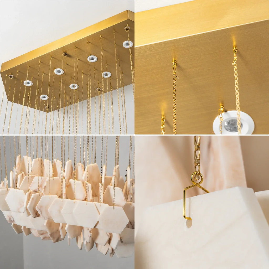 Hexagon Alabaster Tiered Rain Chandelier | wildoxy