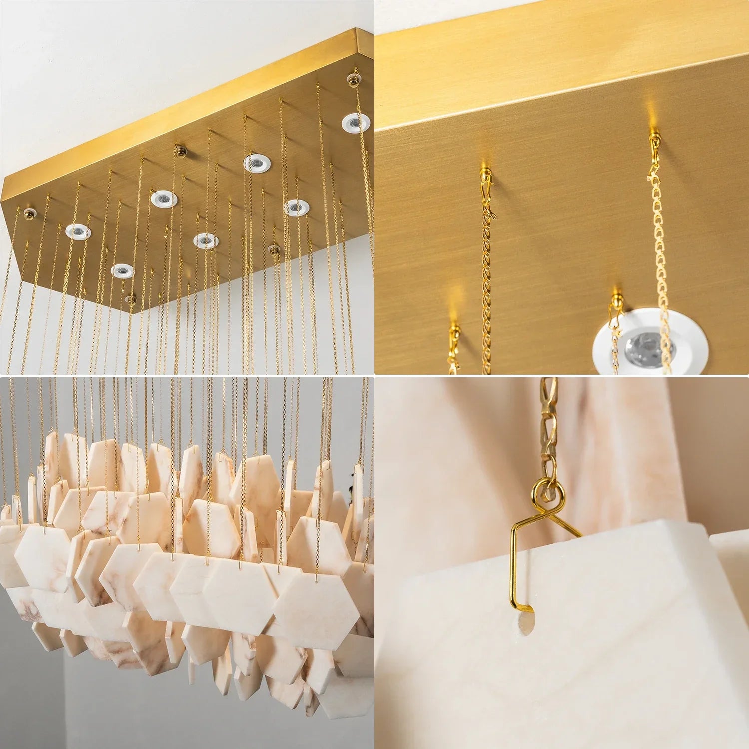 Hexagon Alabaster Tiered Rain Chandelier | wildoxy