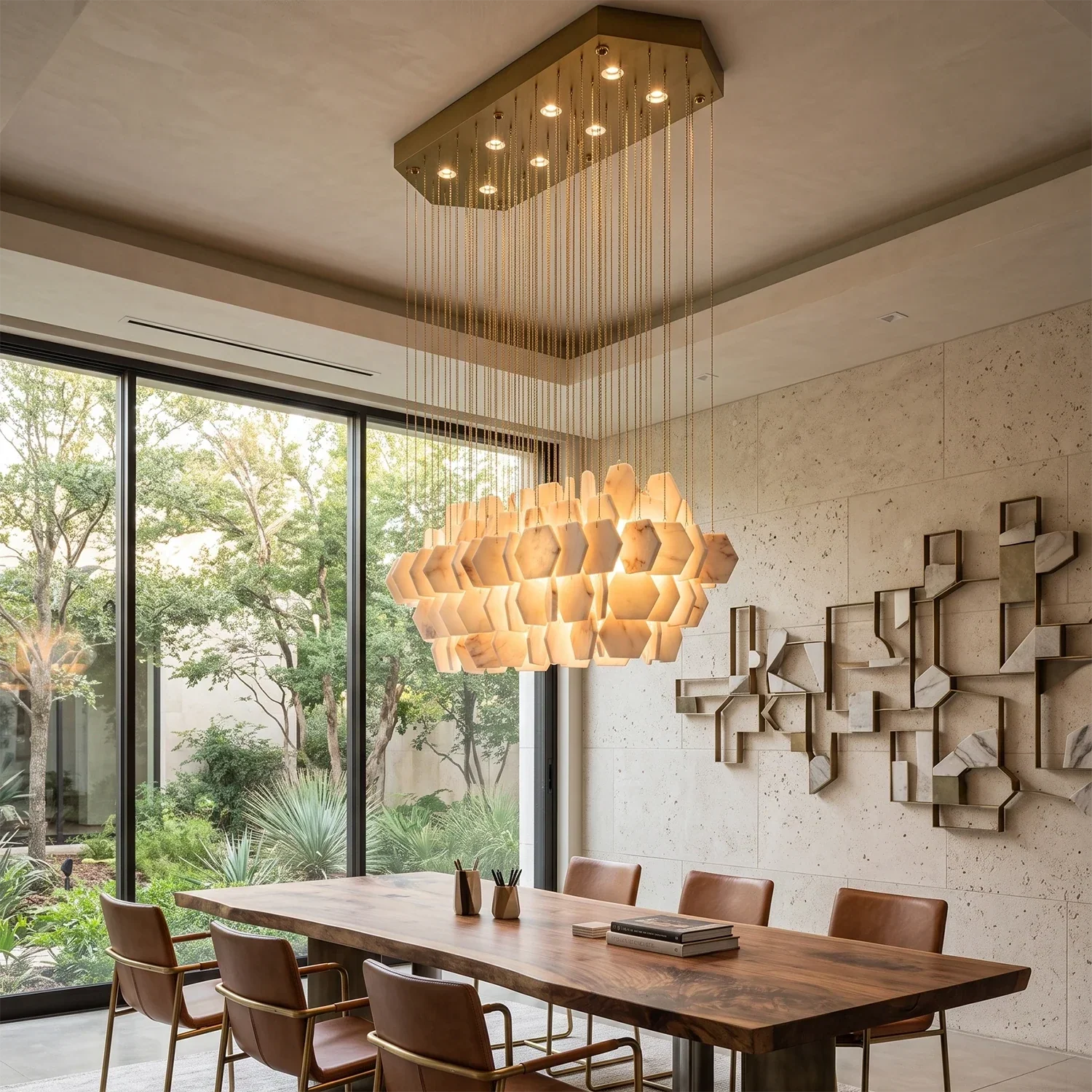 Hexagon Alabaster Tiered Rain Chandelier | wildoxy