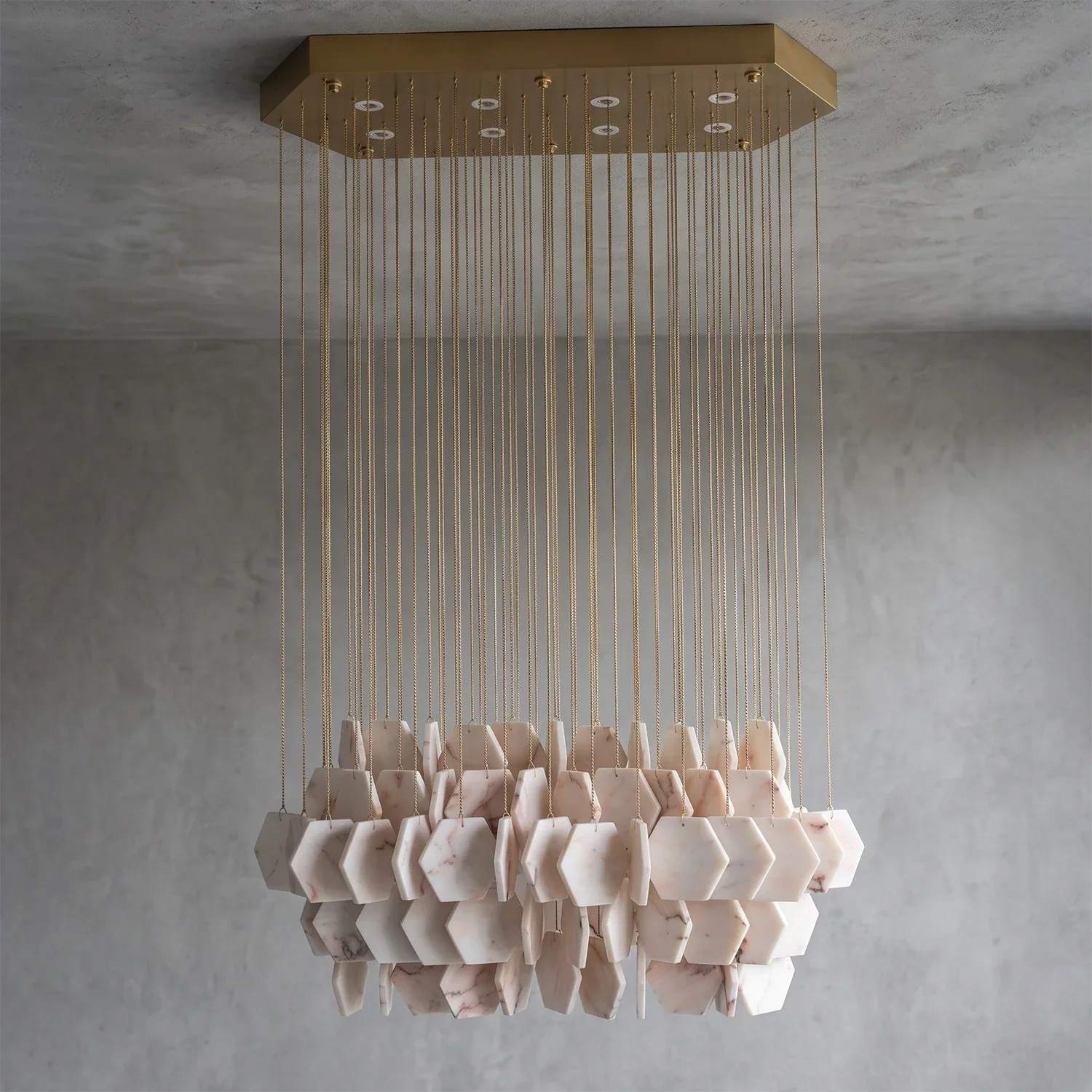 Hexagon Alabaster Tiered Rain Chandelier | wildoxy