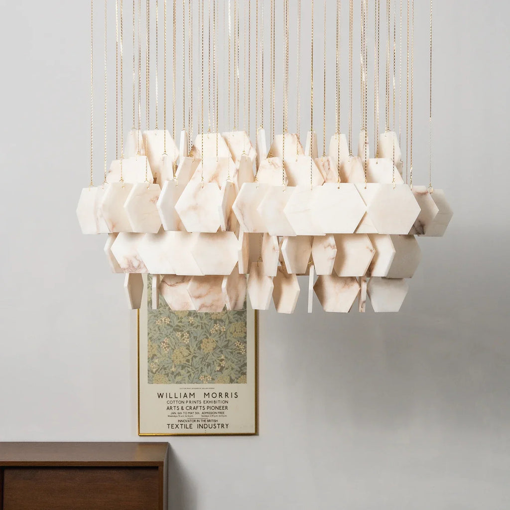 Hexagon Alabaster Tiered Rain Chandelier | wildoxy