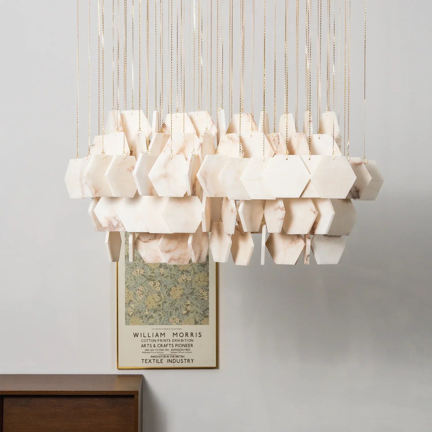 Hexagon Alabaster Tiered Rain Chandelier | wildoxy