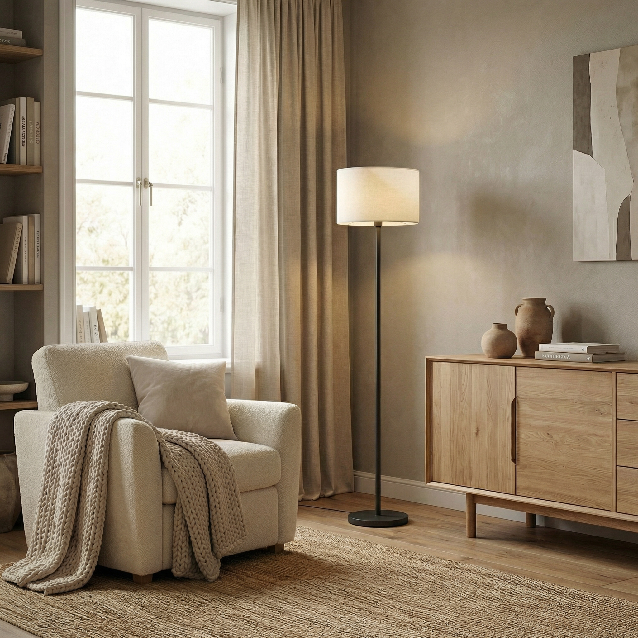 Mesh Floor Lamp with Fabric Inner Diffuser - Wildoxy