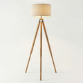 Nordic Wooden Tripod Floor Lamp with Fabric Shade - Wildoxy