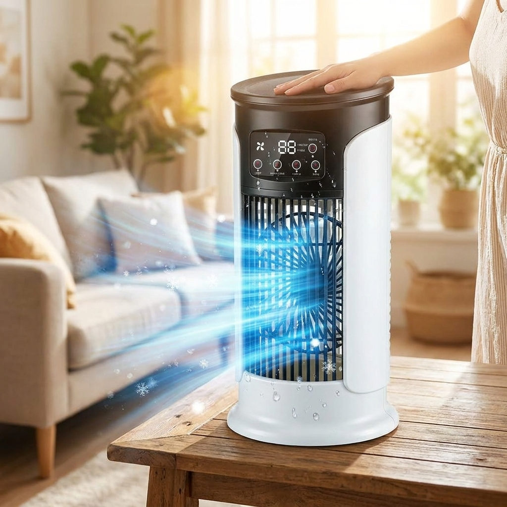 Rafraîchisseur d’air en colonne 3-en-1 — Ventilateur silencieux, 6 vitesses