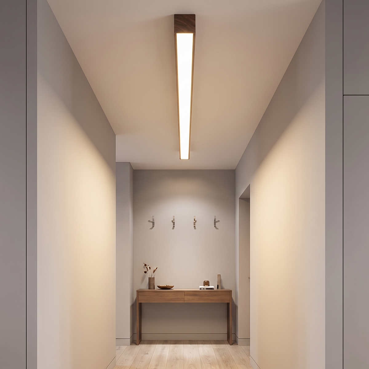 Gang plafondlamp hout langwerpig ingebouwde LED