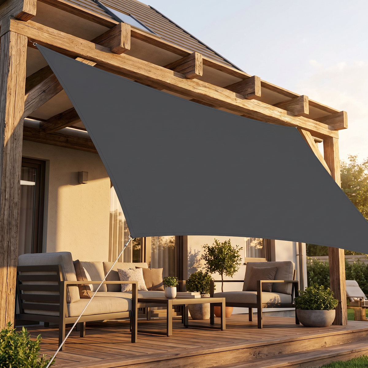 Rechteckiges, wasserdichtes Pergola-Sonnensegel – regendicht