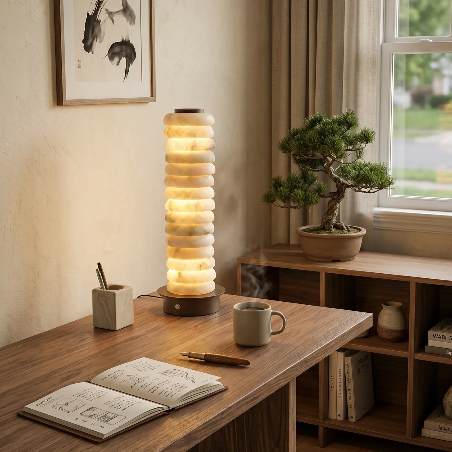 Multi-Tiered Alabaster Table Lamp | wildoxy