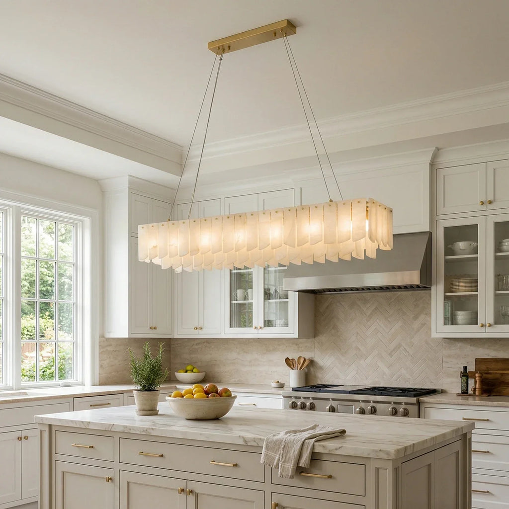 Cascade Alabaster Tiered Brass Chandelier | wildoxy