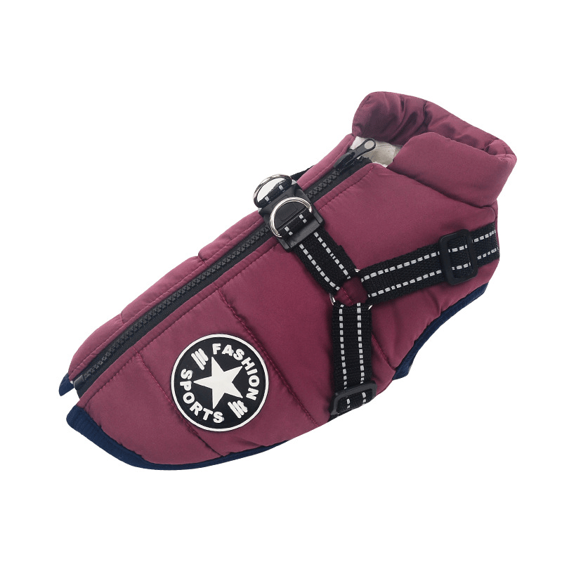 Abrigo de invierno para perros — impermeable, reflectante, con arnés integrado