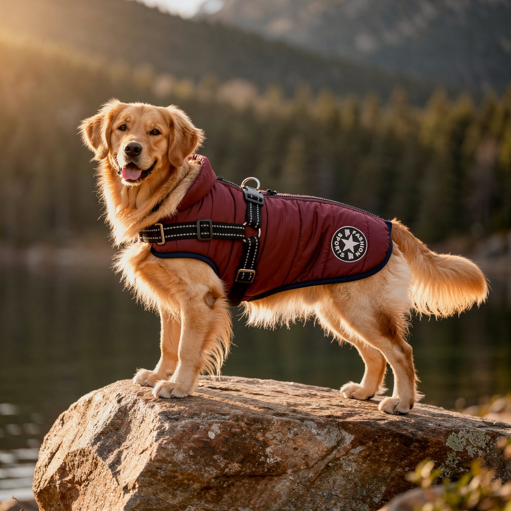Abrigo de invierno para perros — impermeable, reflectante, con arnés integrado