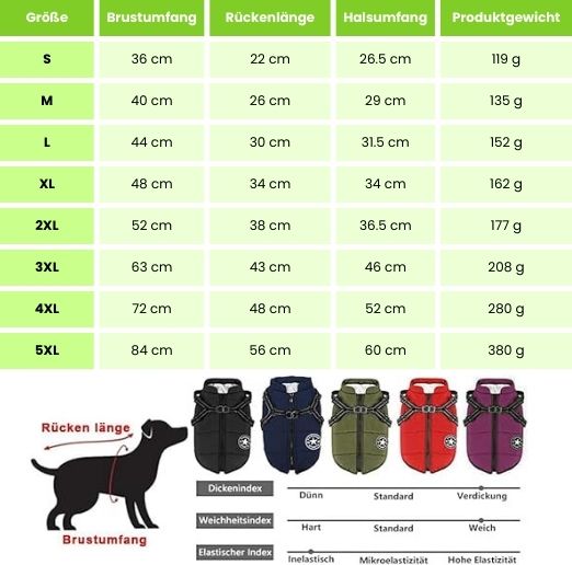 Abrigo de invierno para perros — impermeable, reflectante, con arnés integrado