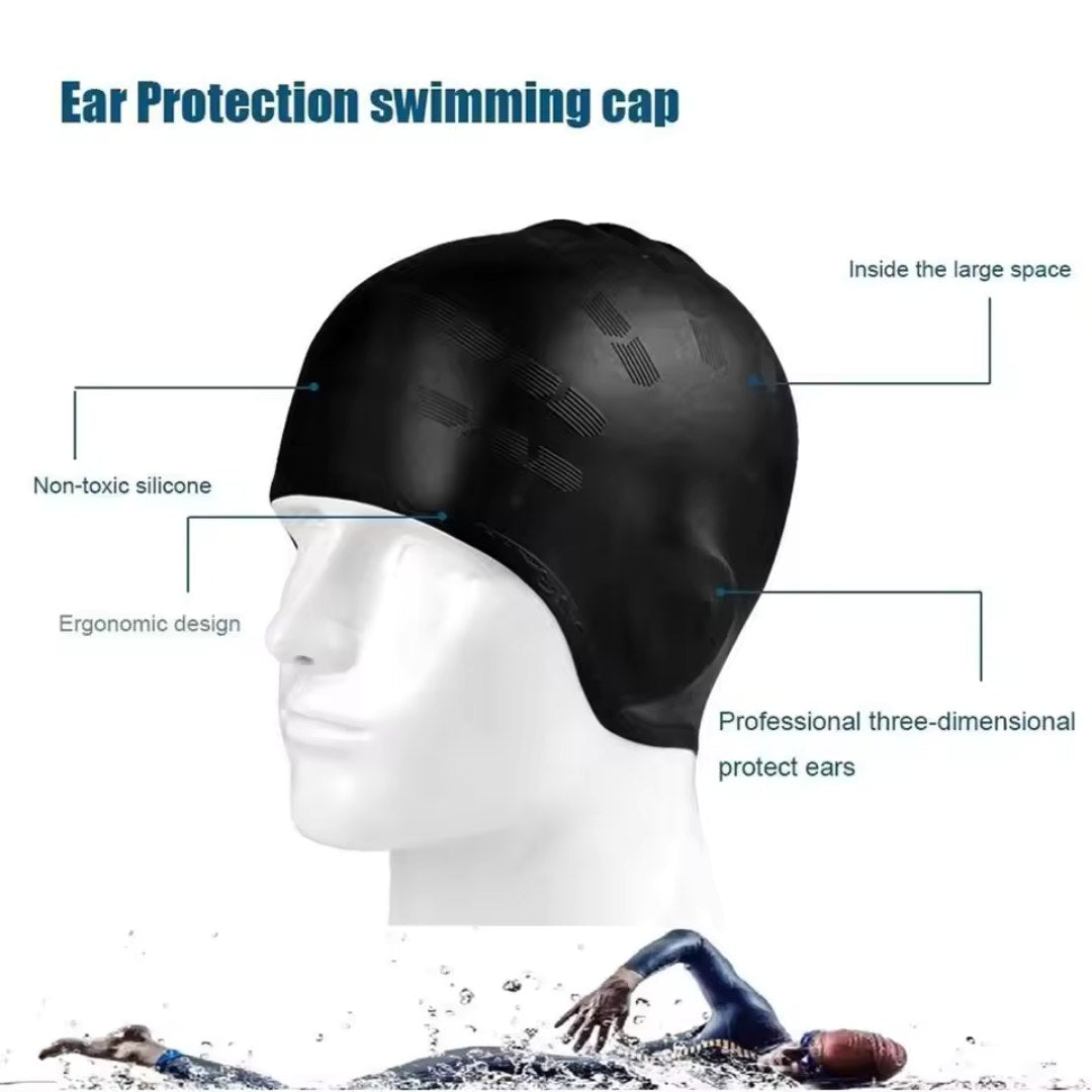 Cască de înot din silicon — protecție impermeabilă pentru urechi, pentru păr lung