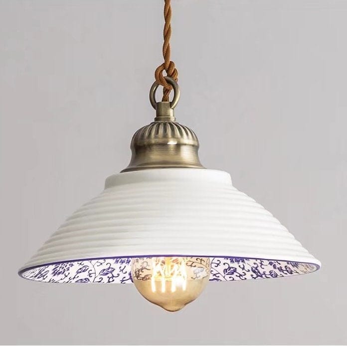 Plate Silhouette Pendant Light — Azulejo Inspired Design, LED Bulb Included