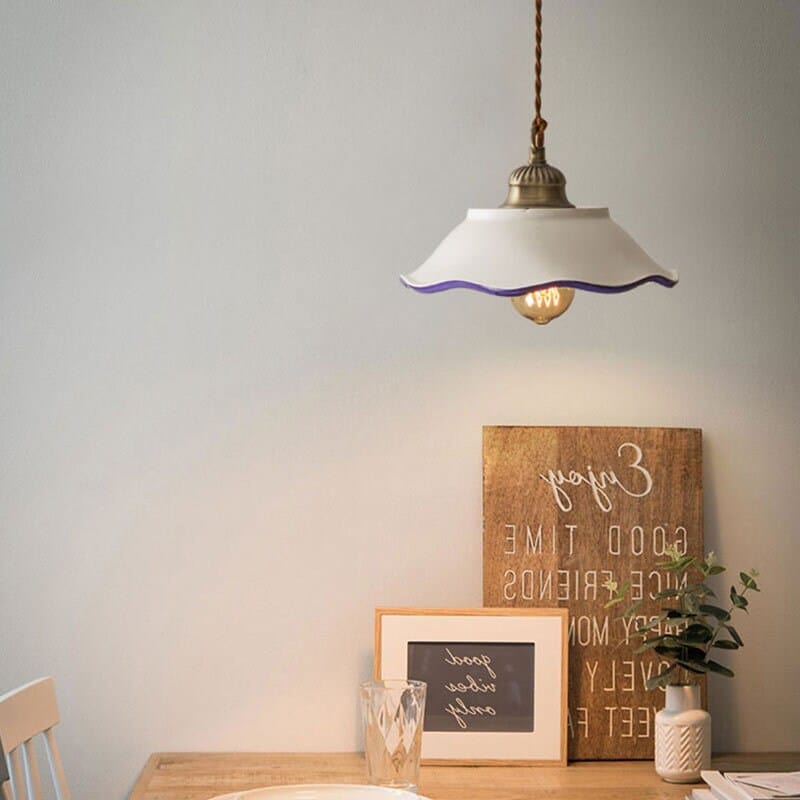 Plate Silhouette Pendant Light — Azulejo Inspired Design, LED Bulb Included