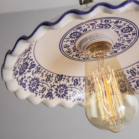 Plate Silhouette Pendant Light — Azulejo Inspired Design, LED Bulb Included