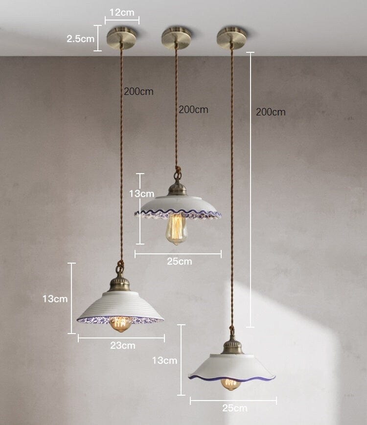 Plate Silhouette Pendant Light — Azulejo Inspired Design, LED Bulb Included