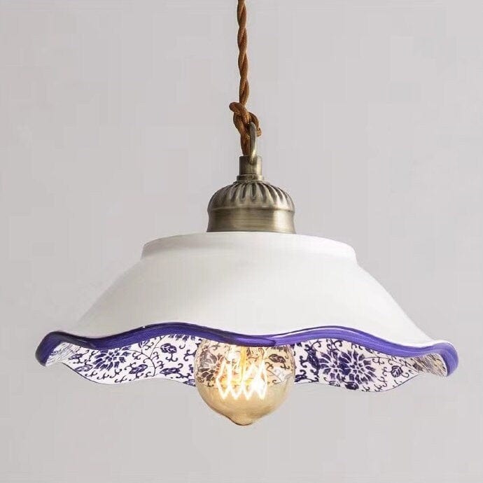 Plate Silhouette Pendant Light — Azulejo Inspired Design, LED Bulb Included