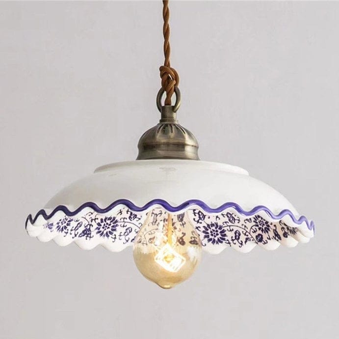 Plate Silhouette Pendant Light — Azulejo Inspired Design, LED Bulb Included