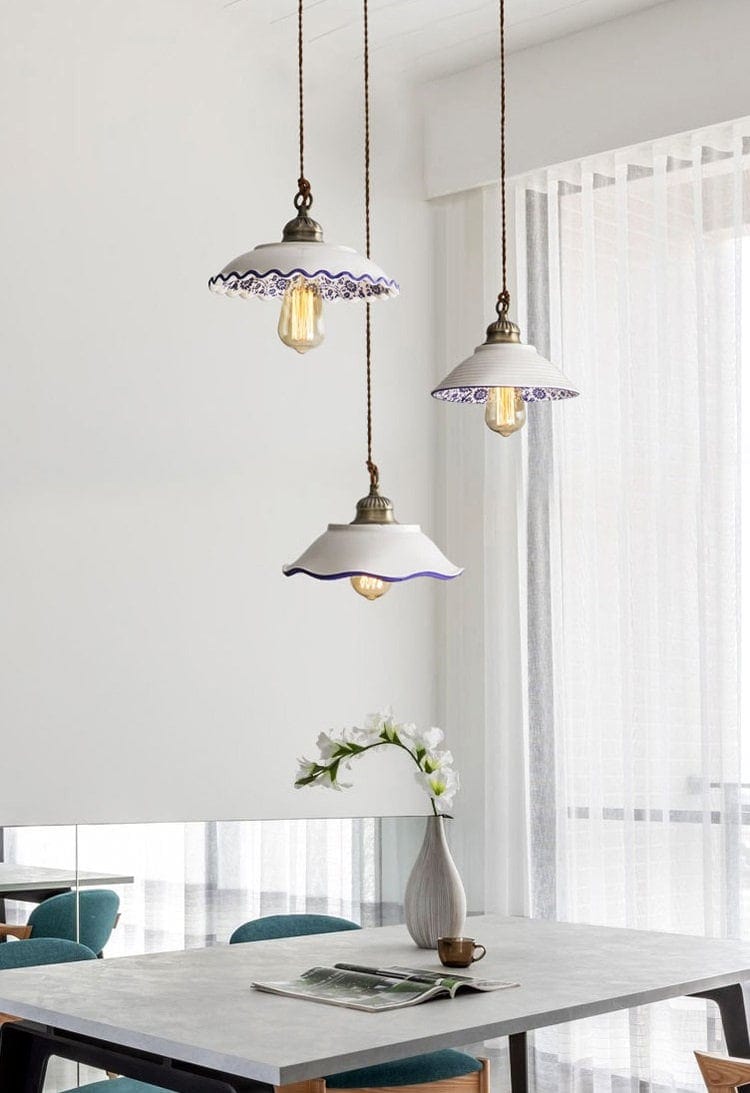 Plate Silhouette Pendant Light — Azulejo Inspired Design, LED Bulb Included