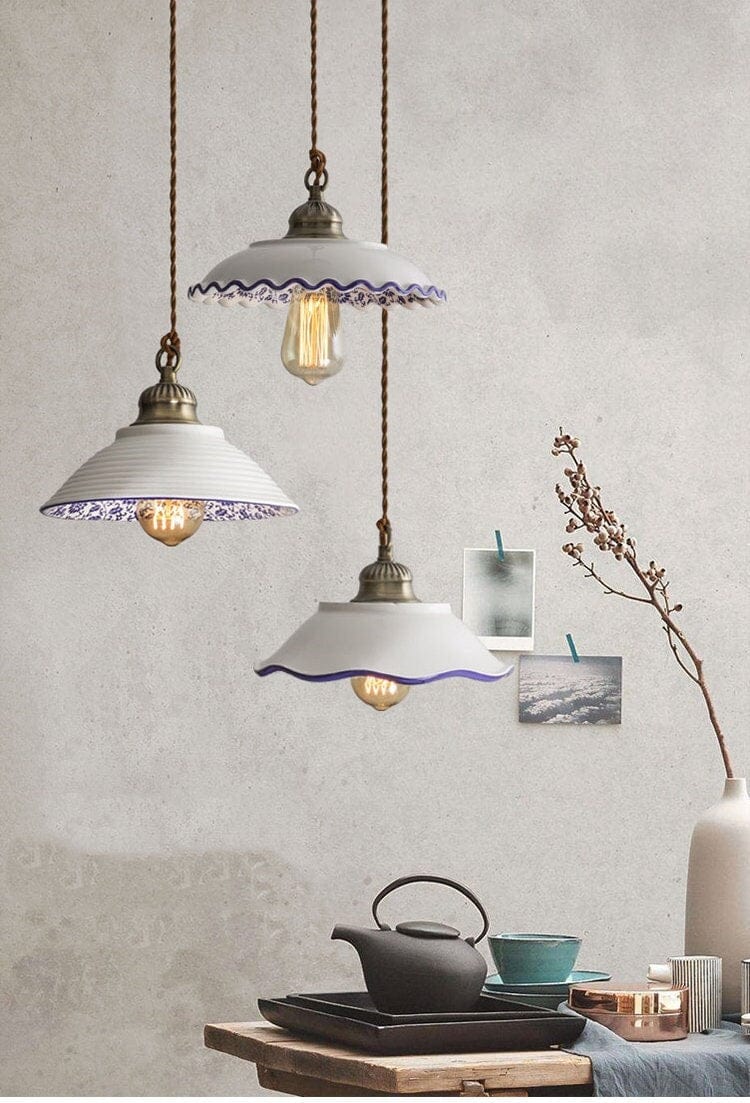 Plate Silhouette Pendant Light — Azulejo Inspired Design, LED Bulb Included
