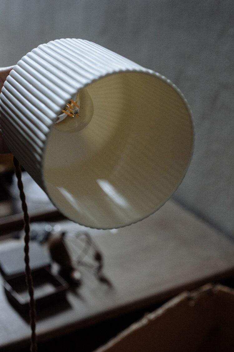 Kizumi Cylinder Ceramic Pendant Light — Ribbed Finish, Bulb Included