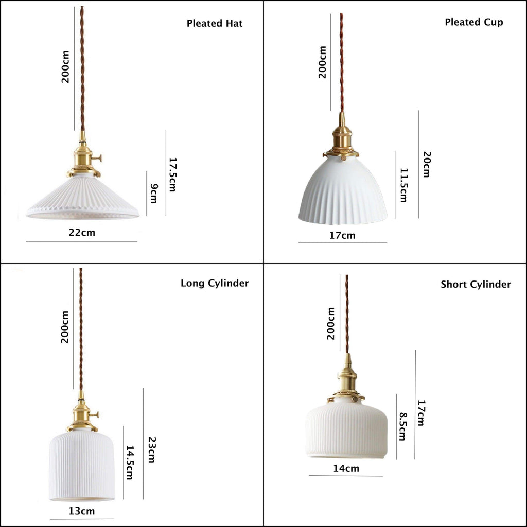 Kizumi Cylinder Ceramic Pendant Light — Ribbed Finish, Bulb Included