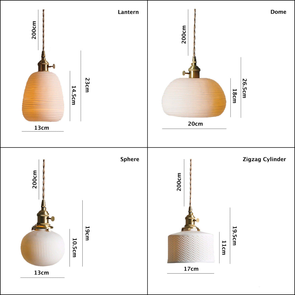 Kizumi Cylinder Ceramic Pendant Light — Ribbed Finish, Bulb Included