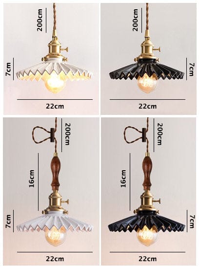 Aurela Art Deco Pendant Light — Glazed Ceramic Tutu Shade, LED Bulb Included