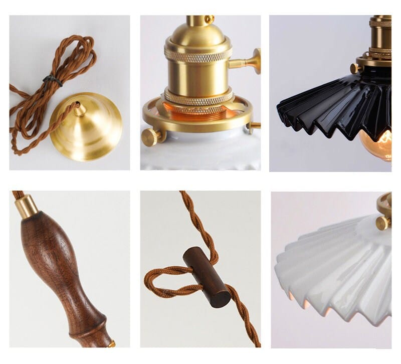 Aurela Art Deco Pendant Light — Glazed Ceramic Tutu Shade, LED Bulb Included