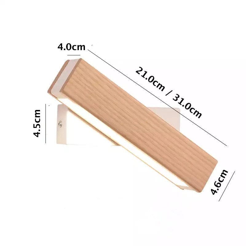 AstraWood Dimmable LED Wall Lamp — Ash Wood Body, Rotating Head