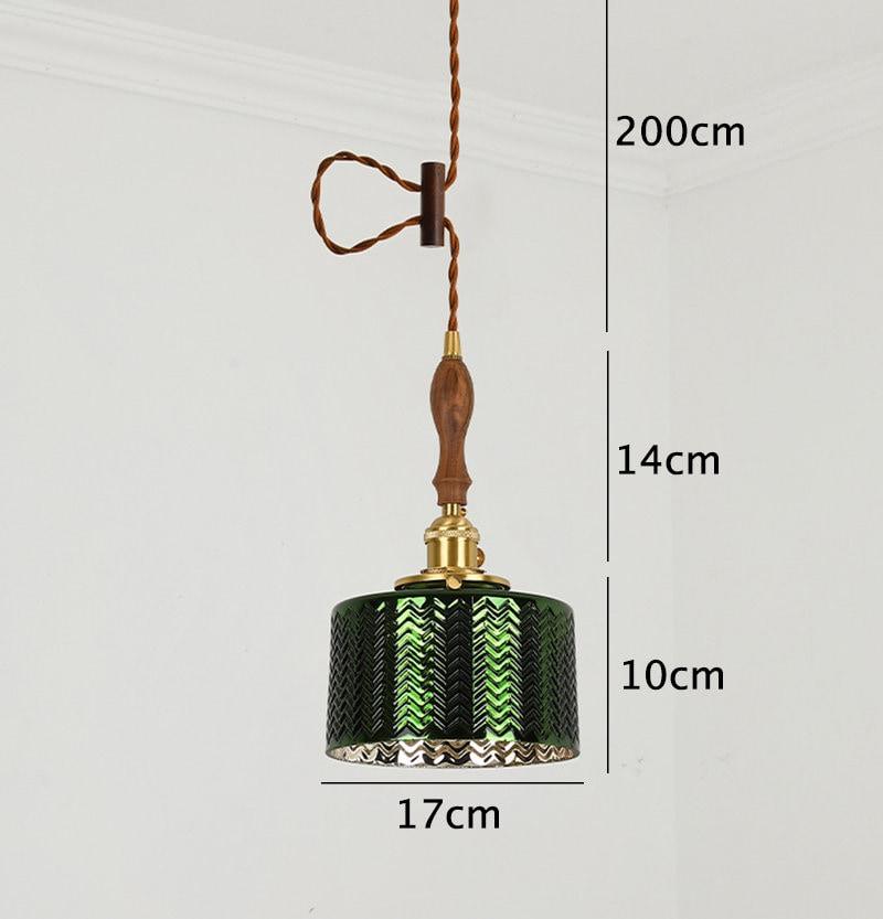 Lumora Cylinder Pendant Lamp — Green Glass Shade, LED Bulb Included