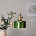 Lumora Cylinder Pendant Lamp — Green Glass Shade, LED Bulb Included