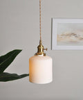 Kizumi Cylinder Ceramic Pendant Light — Ribbed Finish, Bulb Included