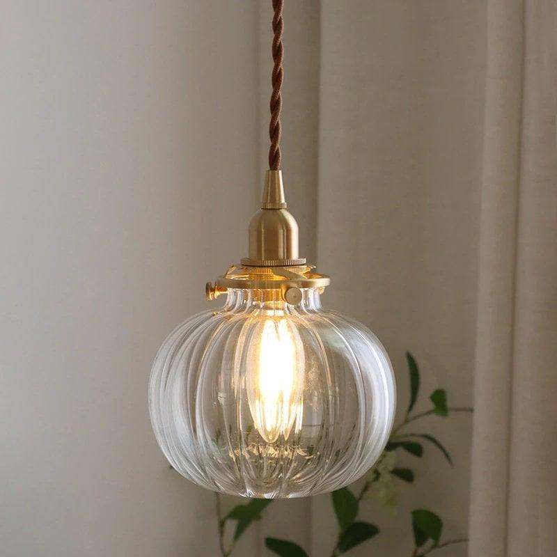 Suspension vintage Aurora en verre en forme de boule — ampoule LED incluse, abat-jour en verre rond