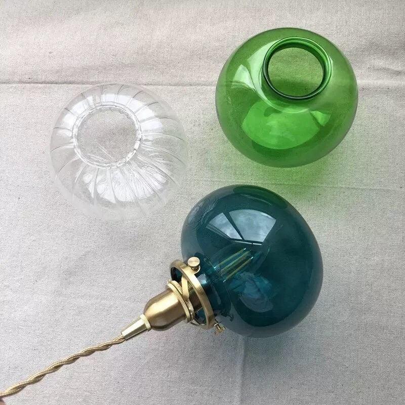 Suspension vintage Aurora en verre en forme de boule — ampoule LED incluse, abat-jour en verre rond