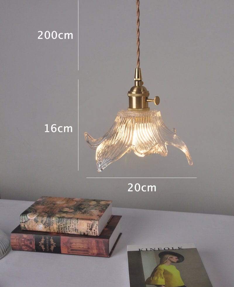 Suspension en verre Vesper Lily — style Art nouveau vintage, ampoule incluse